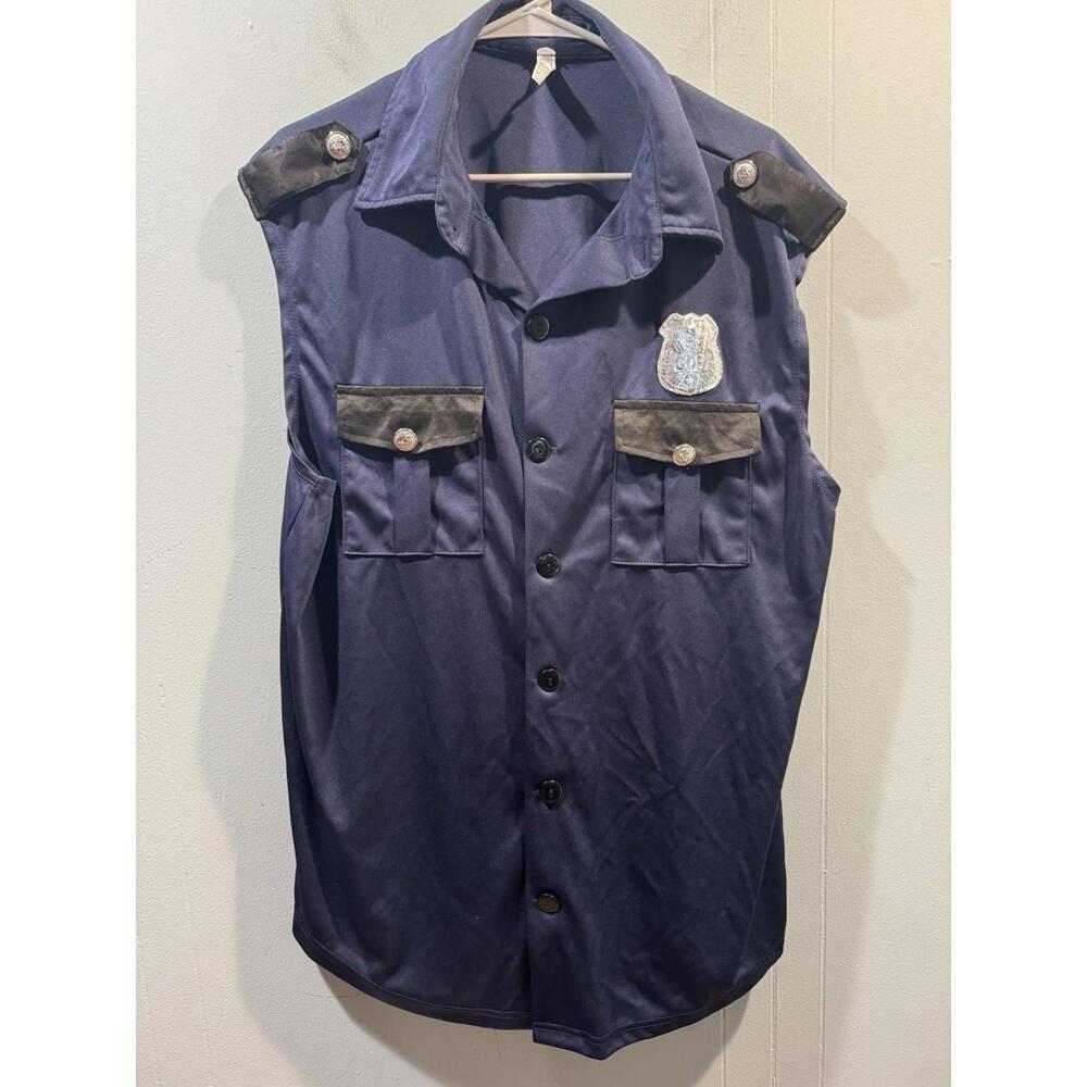 Police Custume For Adult With Hat Blue One Size Pit To Pit 23 Inches